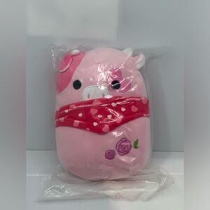 NEW Western Pink Plush Cow - Roses, Hearts, Bandana about 9" x 7" Squishmallow
